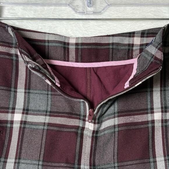 Lands End School Uniform Juniors 3 Side Pleat Skort Above Knee Burgundy Plaid - Picture 3 of 8